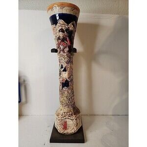 18-1/2" Tall Vintage German Beer Stein Flared Gerz W. Germany With Stand